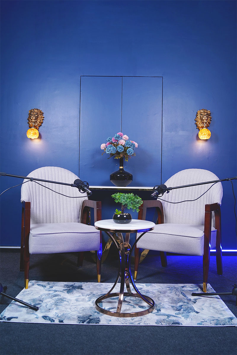 Pacetalk podcast studio setup 3 — Royal Blue