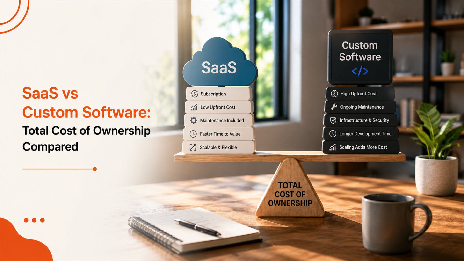 SaaS vs Custom Software: Total Cost of Ownership Compared — Pacewalk blog cover