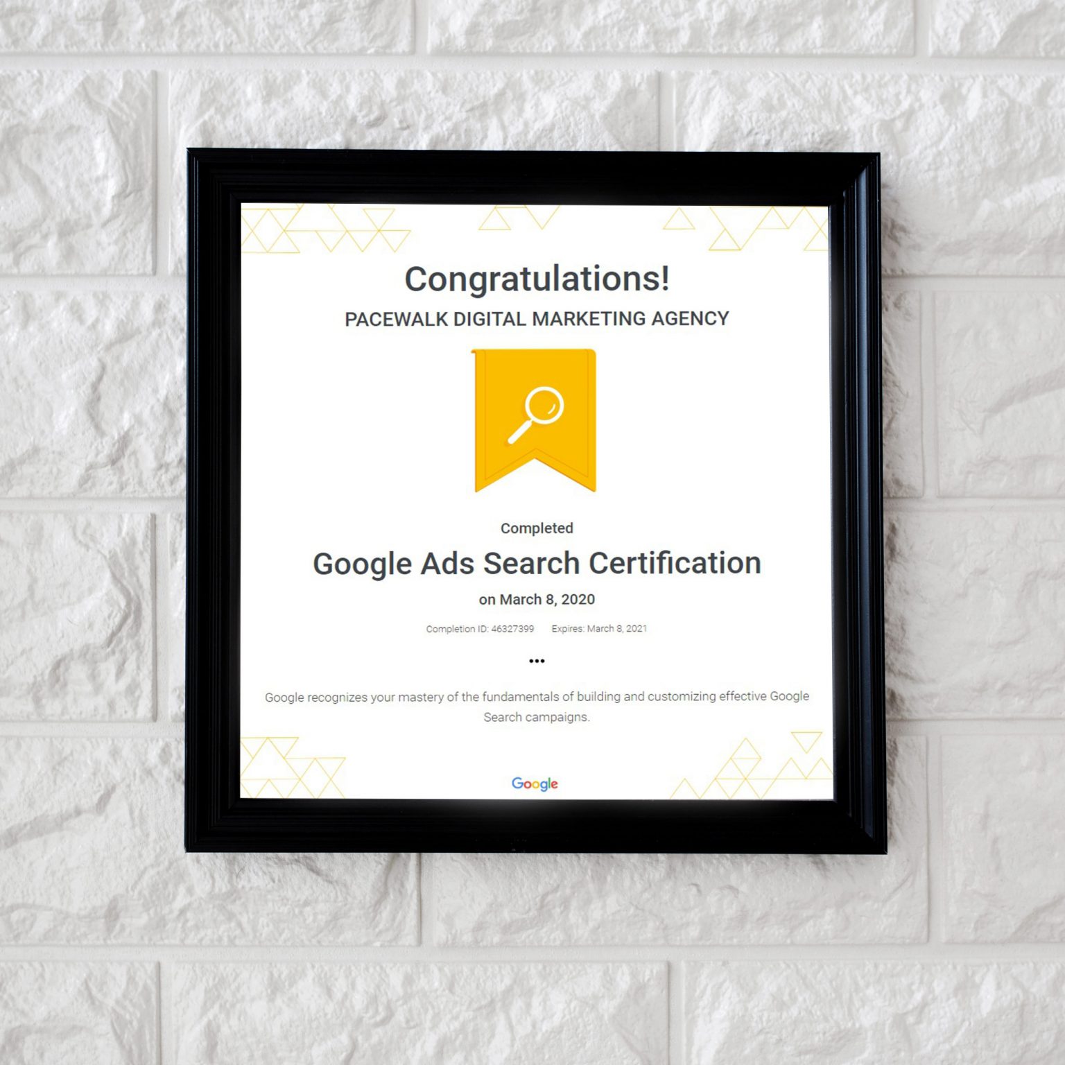 Google Ads — Search — Pacewalk certified