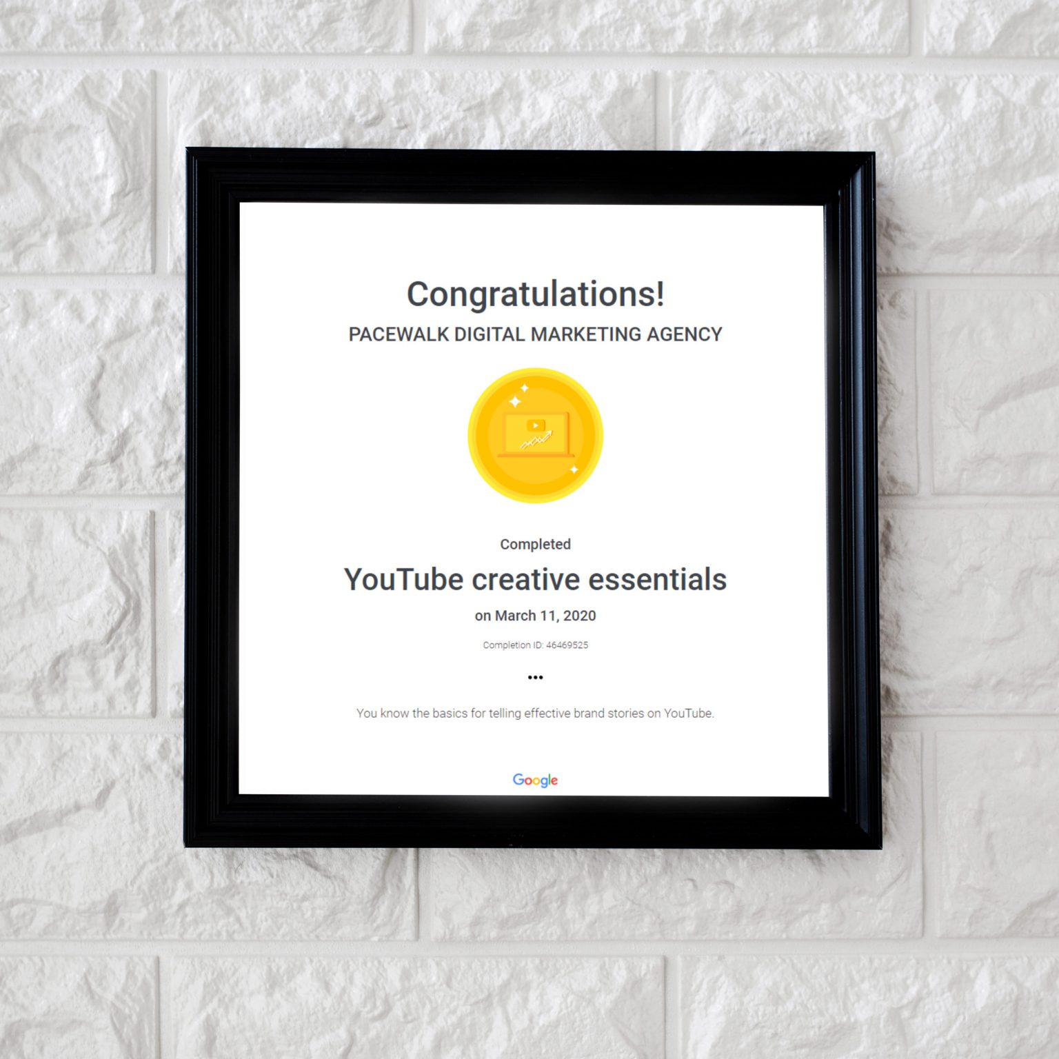 YouTube Creative Essentials — Pacewalk certified